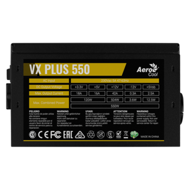 Блок питания ATX Aerocool 550W VX-550 PLUS 550W (24+4+4pin) 3xSATA RTL 120mm fan